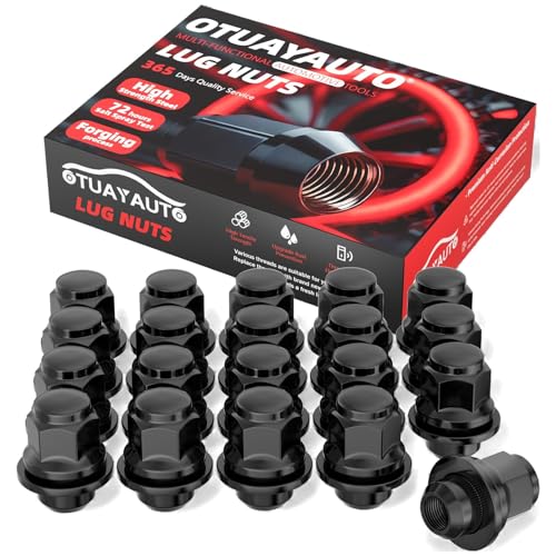 Image of OTUAYAUTO M12x1.25 OEM Lug Nuts - Replacement for 2002-2025 Nissan Altima, 2008-2025 Rogue, 2012-2025 Pathfinder, 2006-2025 Sentra, 2020-2025 Kicks, 2010-2025 Leaf, 20PCS Black Factory Style Lug Nuts