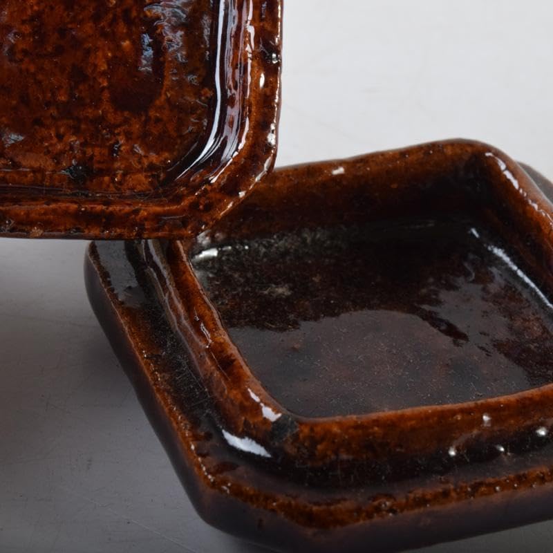 茶道具 大樋焼 松寿造 飴釉 寅香合 書付 共箱 V 8084