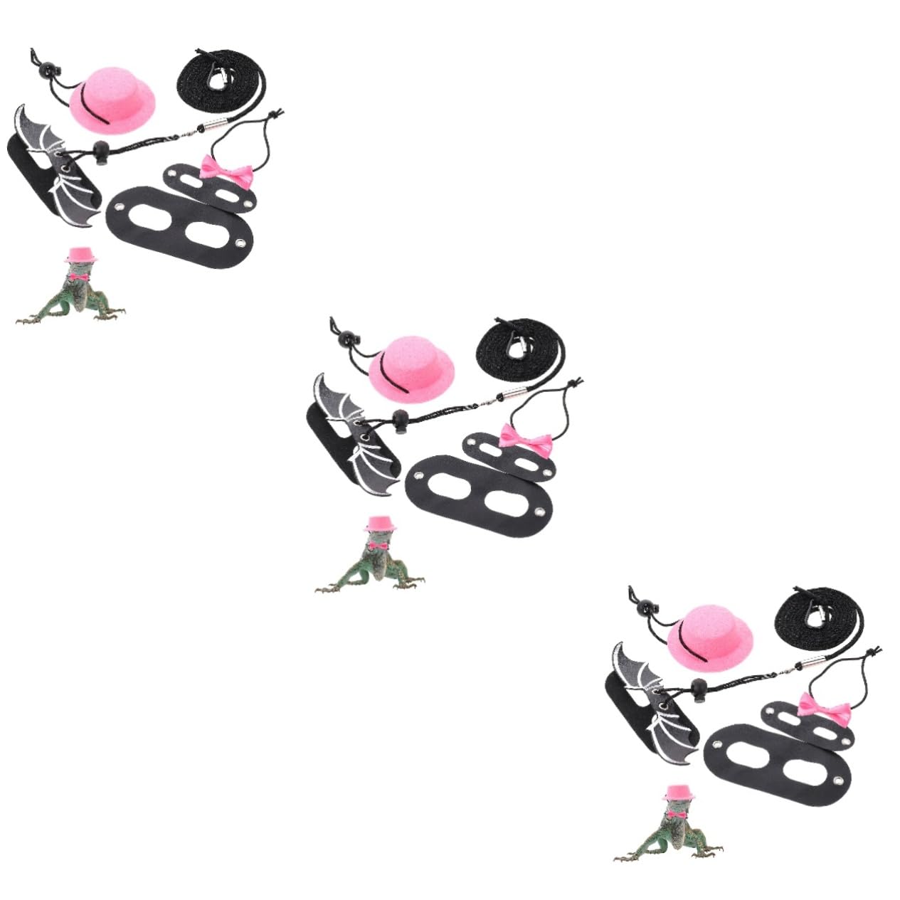 SUPVOX 3sets e Guinzaglio Per Lucertole Con Cappello Decorativo Regolabile Accessorio Per Passeggiate Di Rettili e Piccole Creature Per Bearded Dragons e