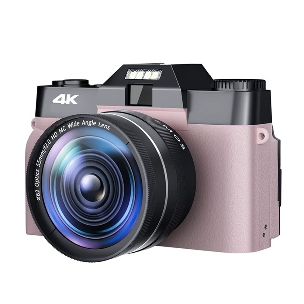 CVFRDD 48MP Digital Camera 3" Flip Screen 4K Selfile Camcorder Stream Macro Lens Video Recorder Photography 16X Digital Camera(128G TF Card,With 2 Lens-04)