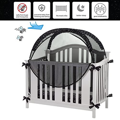Joinsi Baby Safety Crib Tent - Crib Canopy To Keep Infant From Climbing Out, Pop Up Mesh Net With Organizer #TOP2