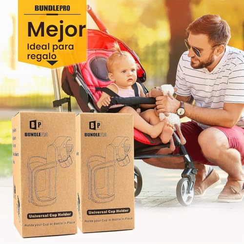 Miniatura 6 de Paquete De 2 Sujetavasos Para Padres Para Silla De Paseo, Soporte Para Bebidas Para Cochecito De Bebé, Accesorio Universal Para Bicicletas, Botellas