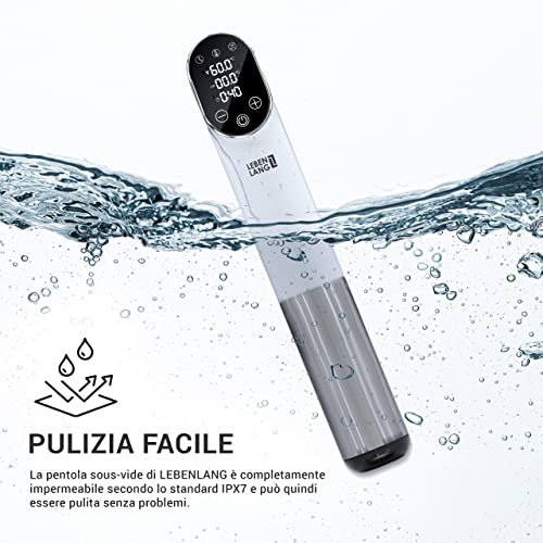 LEBENLANG 1200W Sous Vide Stick - WiFi & APP cottura sottovuoto in acciaio inox con timer | Roner cucina a bassa temperatura per carne, pesce, verdure - roner cook contenitore roner