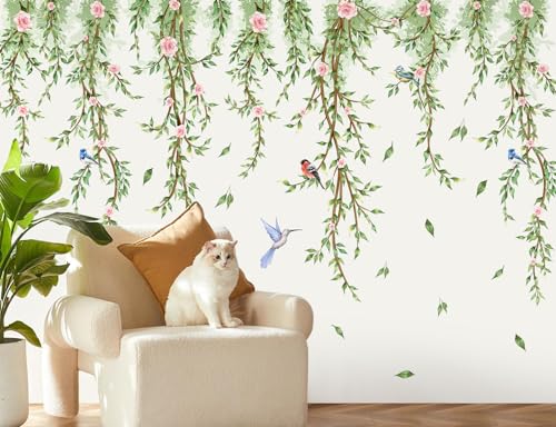 Vinilo decorativo hojas verdes para pared miniatura 1