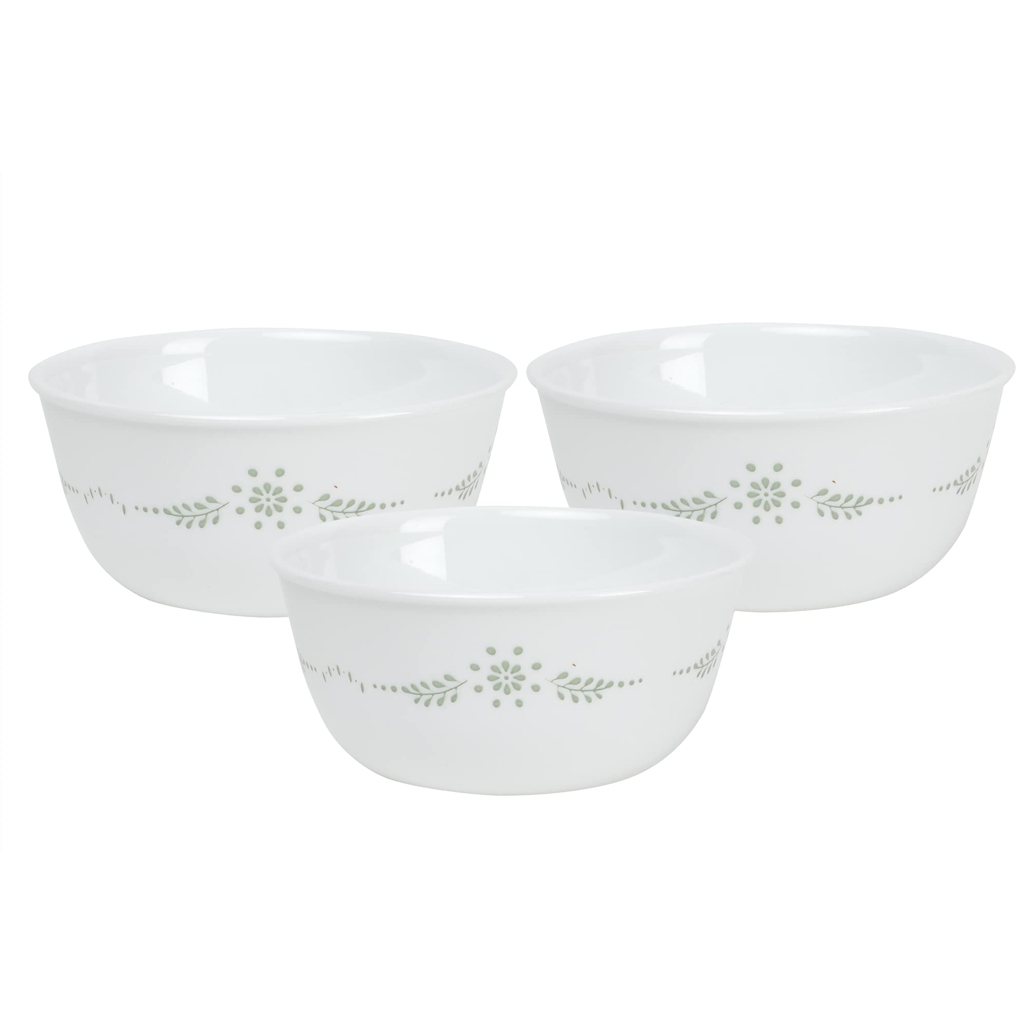Corelle English Garden Glass Curry Bowl Pack of 3, 828ML, Multicolor