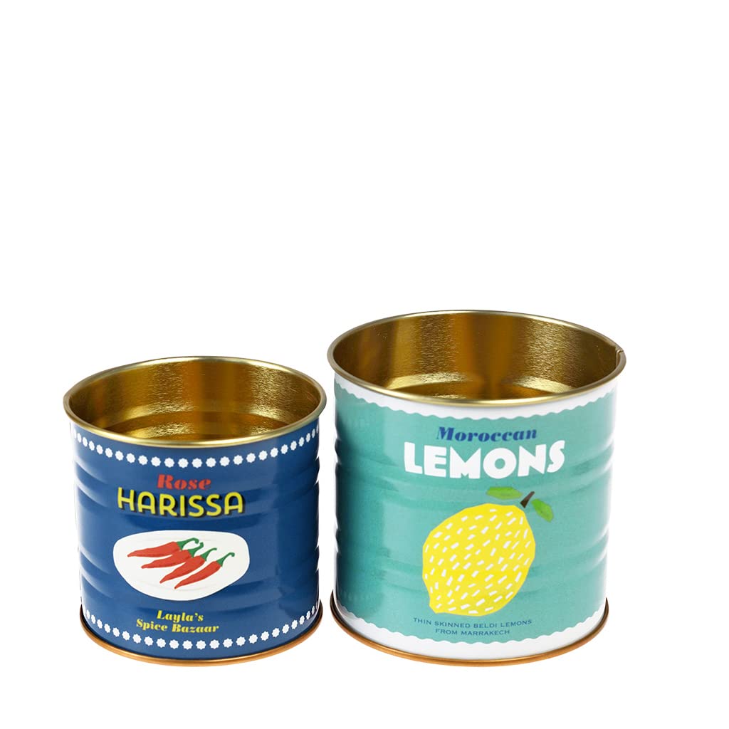 Rex London Lemons and Harissa Storage Tins Set of 2 - Vintage Kitchen, Mini — image 1