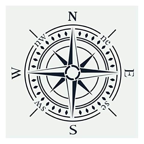 OBUY Compass Stencil for Painting on Wood, Walls, Fabric, Airbrush, More | Reusable 11.8 x 11.8 inch Mylar Template Cover