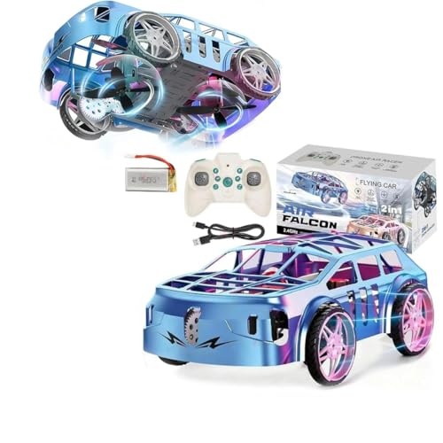 VikriDA 2-in-1 Land & Air RC Flying Car Toy, 2.4G Remote Control Drone Car with One-Key Takeoff & Landing, Dual Mode RC Vehicle for Kids Boys Girls - Multicolor