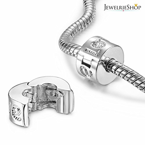 JewelrieShop Clip Spacer Charm for Bracelet Clip Lock Stopper Bead Spacer European Openable Beads 2pcs2