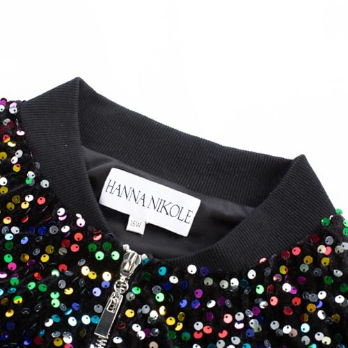 Hanna Nikole Women Plus Size Sequin Bomber Jacket Casual Long Sleeve Sparkly Blazer Bomber Jacket with Pockets for Party4