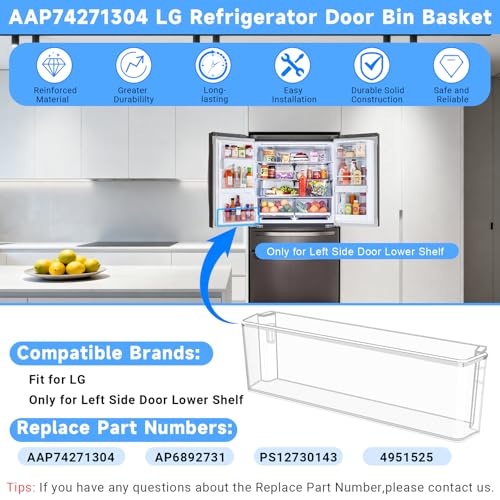 Image of [2 PACK] UPGRADE AAP74271304 Refrigerator Door Bin Compatible with LG Refrigerator Door Shelf AAP74271304 LRMDS3006S LRMDC2306S LRMVC2306D LRMDC2306D LG Fridge Door Shelf Replacement Basket Parts