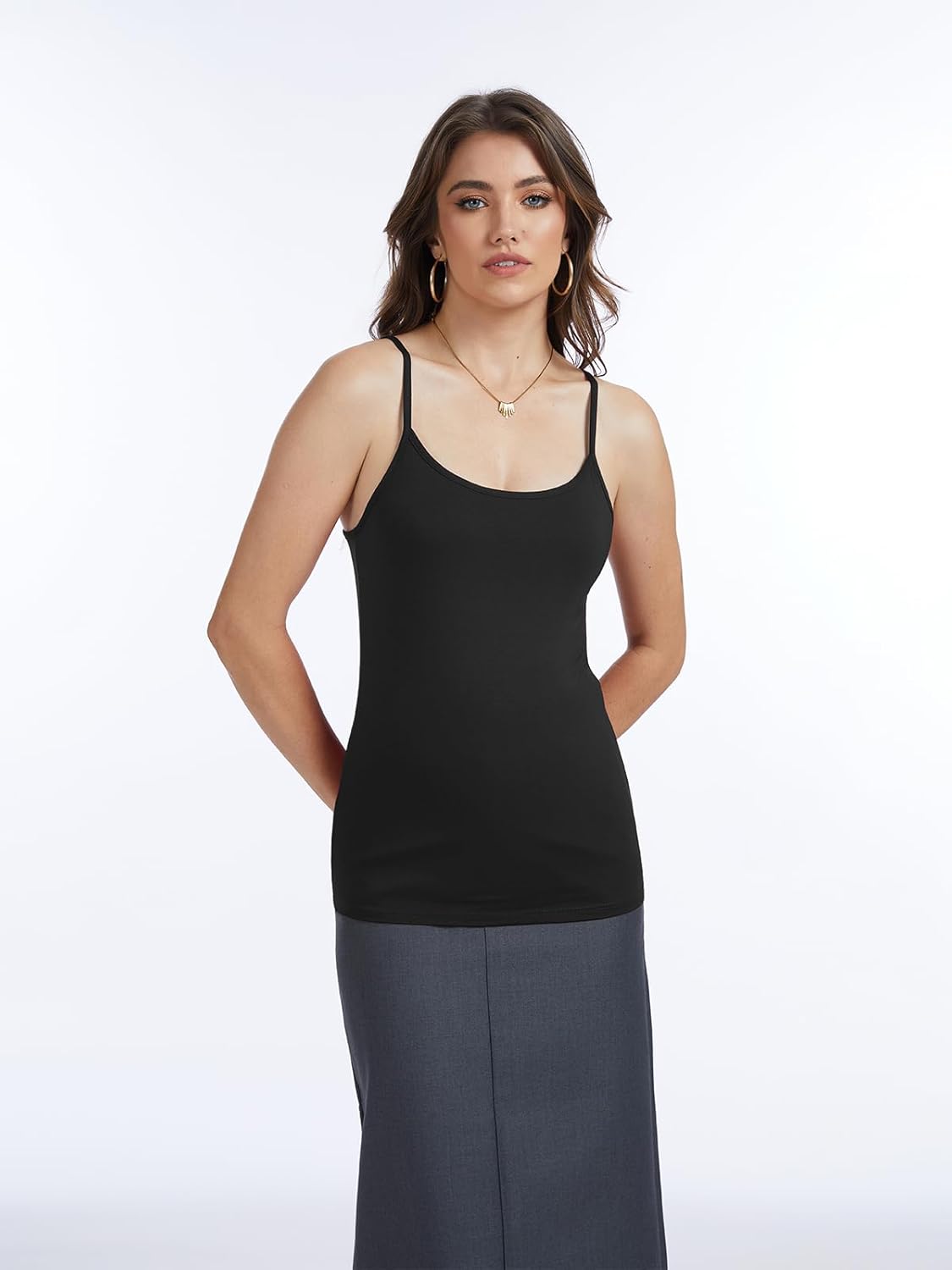 Air Curvey 4 Pack Camisole Tops for Women Basic Undershirt Tanks Adjustable Spaghetti Straps Camis Seamless Soft Layering Top - Image 3