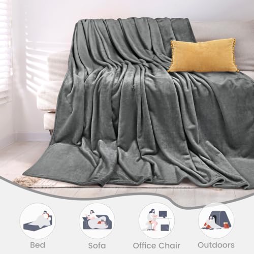 berssen 200x230cm Kuscheldecke Flauschig, Weiche Antistatik Fleecedecke, Dicke Sofadecke, Erweitert Kuscheldecke Flauschig, Maschinenwaschbar, ohne Geruch, Dunkelgrau