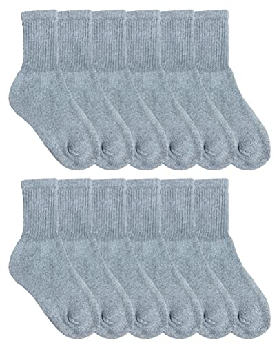 12 pairs of Yacht & Smith's children's classic crew socks with full cushion cotton blend, gray sock size3