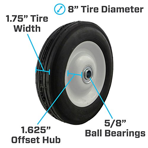 marathon 8x17534 semi pneumatic tire on wheel with offset hub