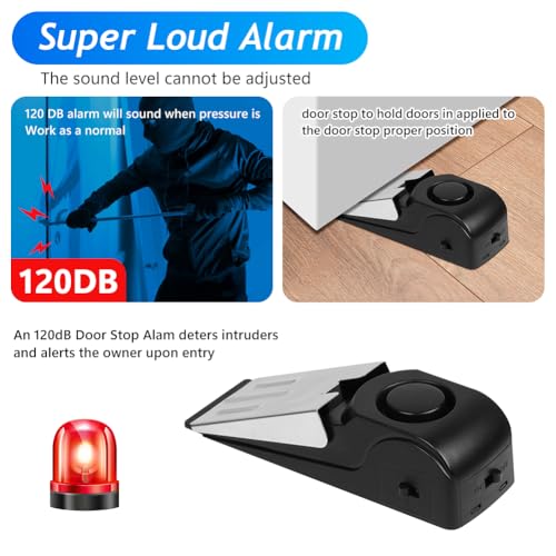 Flintronic Türstopper Alarm, 2 Stück Alarm Türstopper Türalarm Einbruchschutz 120dB, Tür Sicherheit Einstellbares Doppelschutz, Sicherheitsgerät für Zuhause, Hotel und Reisen, (Batterien nicht im)