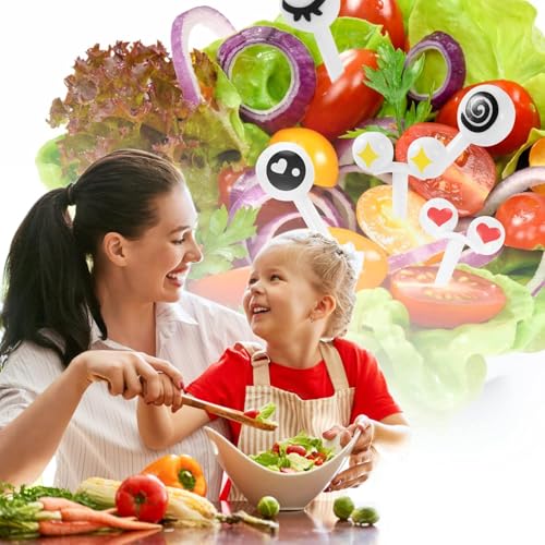 Image of Street27 10Pcs Food Fruit Fork Picks for Kids Cute Animals Bento Box Decor Forks Cake Little Forks Dessert Forks Cartoon Toothpick for Kids Cake Dessert Kids Cocktail Sticks (10pcs Cute Eyes)