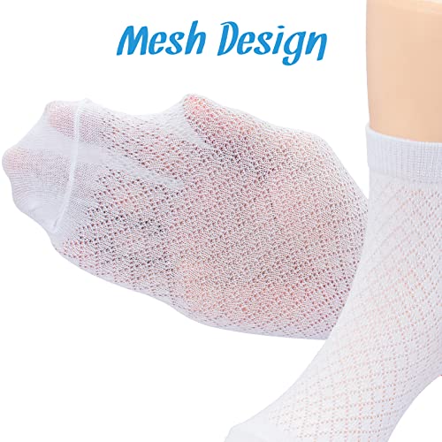 Looching 5 Pairs Toddler Cotton Socks Baby Thin Summer White Mesh Crew Ankle Dress Sock for Girls Boys kids 1-9Years2