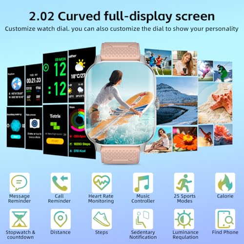 Ognille Smart Watch For Women Girls Bluetooth Call Ip68 Waterproof 2.02 Amoled Large Screen Fitness Tracker Smartwatch With Blood Pressure Heart Rate Sleep Monitor For Android Ios Phones 123 Sports Watch Gps thumb #1