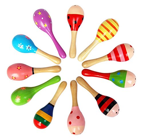 12Pcs Hölzernes Sand Hammer Rasseln Schlaginstrument Musical Spielzeug, Holz Rasseln Holz Maracas, Musik Rasseln Shaker Kinder Stichhaltiges Musik-Spielwaren-Geschenk, Zufällige Farbe Muster
