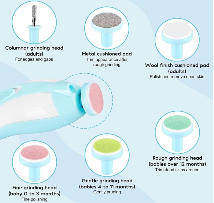 Miniatura 6 de AVOA - Cortador de uñas eléctrico para bebé, corte rápido seguro, sin daños en la cutícula, luz LED, silencioso, ergonómico, kit de lima de uñas