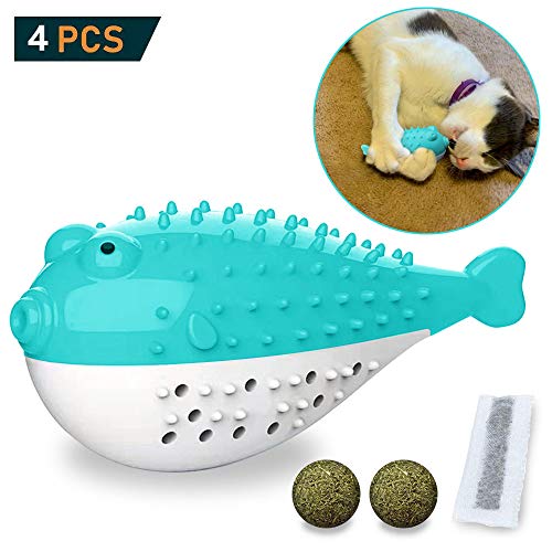 onebarleycorn  Cepillo de Dientes del Gato de Juguete, Interactivo Hierba gatera Juguete, Dientes limpios y Eliminar el Mal Aliento Bite Resistente La masticación de Juguetes