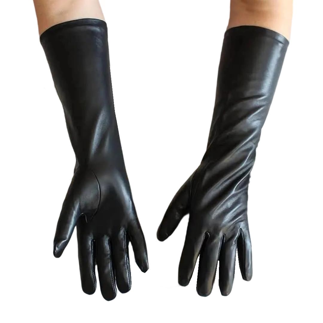 Kelsiop Damen Lange Schaffell Leder Touchscreen Handschuhe Weiches Chromatisches Design Mode Herbst Fahrstil