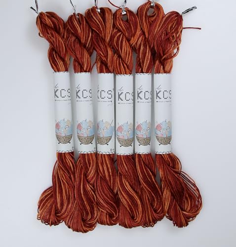 Image of KCS Big skeins of 25 Meters Size 25 Color Variegated Cross Stitch Stranded Threads,6 skeins,69
