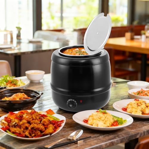 Image of GarveeHome Soup Warmer, 10.5 Quarts Commercial Grade Soup Kettle with Hinged Lid and Detachable Stainless Steel Insert Pot, Food Warmer with Anti-Scald Handle for Restaurants, Buffet, Catering