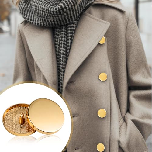Ouligay 18 Pieces Gold Buttons for Blazers Metal Flat Button Vintage Golden Coat Buttons Round Shaped Sewing Button for Sewing Shirt Suits Uniform Jackets DIY Craft 15mm 20mm 25mm - Image 3