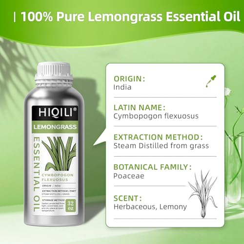 Image of HIQILI 32 Fl Oz Lemongrass Essential Oil, 100% Pure Natural Undiluted Premium Oils