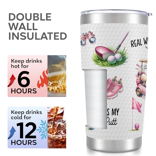 Pink Golf Tumbler with Straw