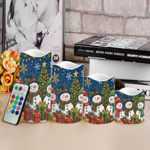 Image of Snowman Gift Flameless LED Candles Set of 4