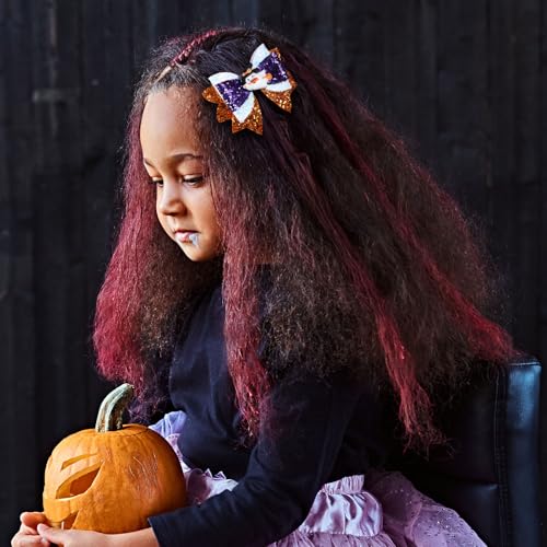 Pinzas para cabello con moño Halloween 3.5 pulg glitter miniatura 4