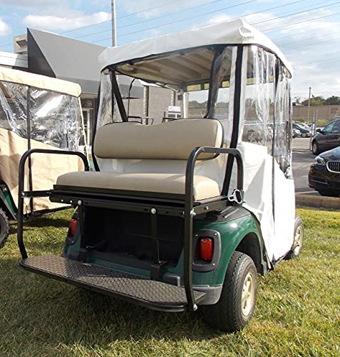 Golf Cart Cover – 3-Sided “Over-The-Top” Cart Cover for EZGO RXV – Drivable Golf Cart Cover Enclosure – Marine Grade Vinyl - Cart Cover – Rear Facing Seat/Utility Box - Tan