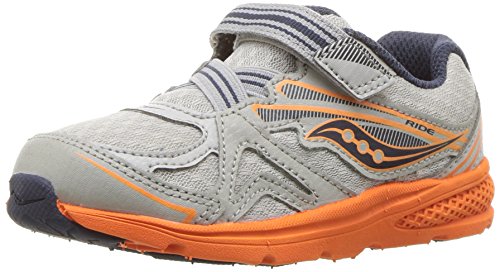 Saucony Boys' Baby Ride 9 Sneaker, Grey, 4.5 Wide US Toddler