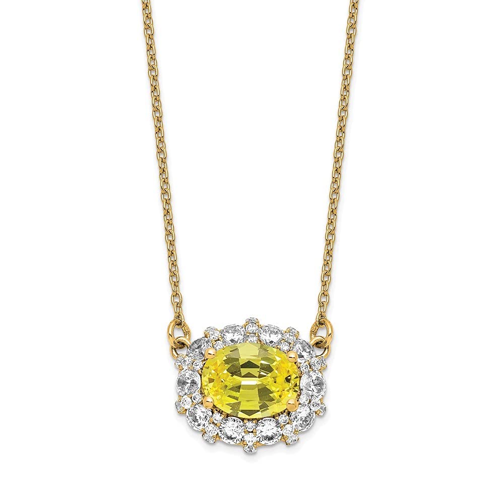 14ct Gold Yg Lab Grown Diamond Si1 Si2 G H I Lab Crtd Ylw Sapphire Necklace Measures 12.22mm Wide Jewelry Gifts for Women