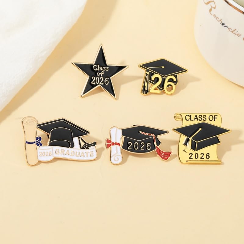 Image of Graduation Enamel Lapel Pins Class of 2026 Graduation Caps Brooches Gifts Souvenir Emblem Badges Diploma Brooche for High College Teacher School Vacation Accessories