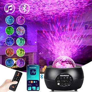 Galaxy Projector Light, Romwish LED Star Projector Night Light Colour Changing Music Player with Bluetooth & Timer & Remote Control for Kids Adults Party Birthday Bedroom Home Decoration - Black