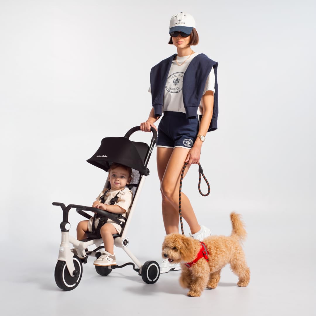 smarTrike Wonder Max Foldable Toddler Tricycle - Portable Kids Trike for Ages 10 mesi - 4 anni - Moonlight