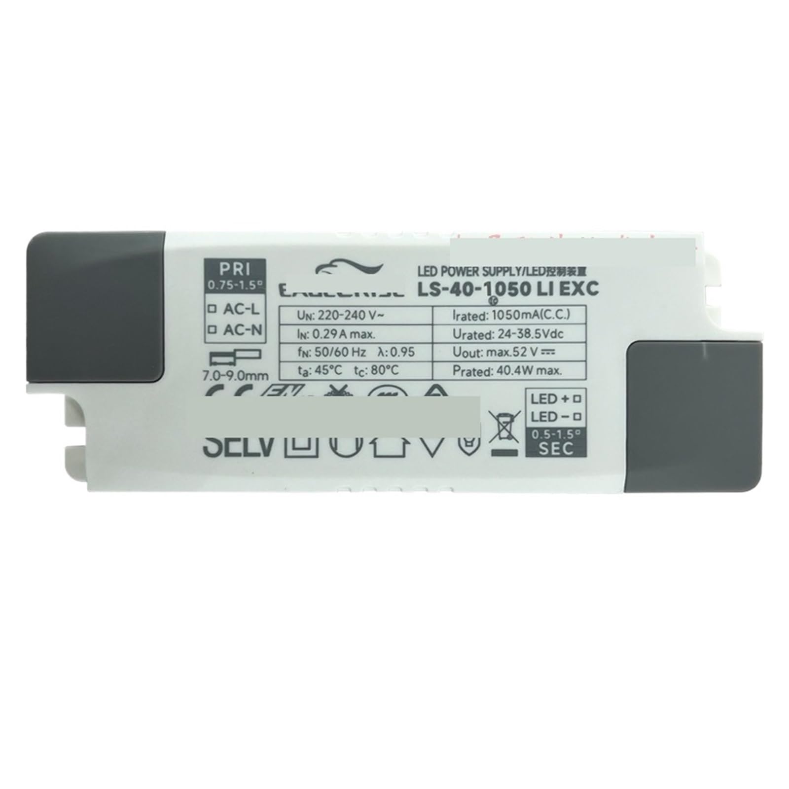 PWANUIGTE LED lamp Driving Power Supply Constant Current Isolation Switch Transformer 40W 950ma Ballast Voltage: 111V~240V(40W 1050ma EXC)