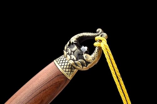 Miniatura 5 de Espada de murciélago, arte hecho a mano (hoja de acero de Damasco, accesorios de latón, vaina de palisandro) espada china