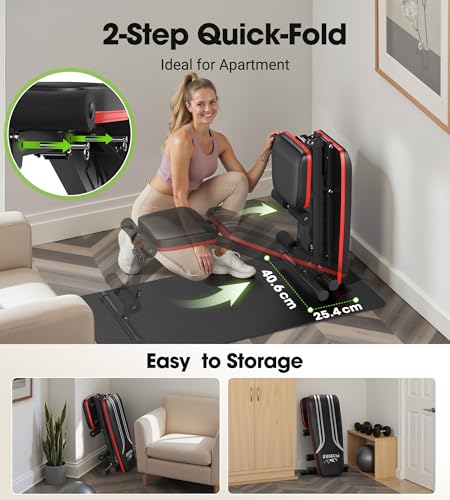 FLYBIRD Banco Musculación Plegable, Banco Ajustable con 8 Ángulos y 3 Alturas de Pie, Capacidad de 318 kg, Plano/Inclinado/Declinado/Vertical para Entrenamientos de Cuerpo Completo en Casa y Oficina - imagen 5