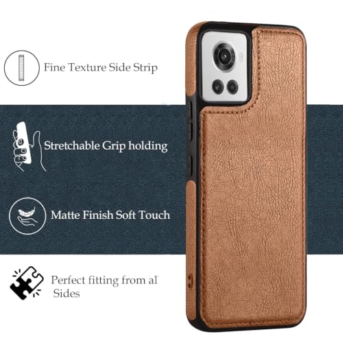 Image of MOBILOVE PU Leather Flexible Shockproof Design Back Case Cover for | OnePlus 10R 5G (Brown)