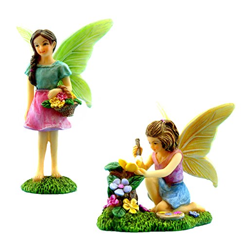 PRETMANNS Fairy Garden Fairies â€“ Fairy Figurines Accessories for a Miniature Fairy Garden - Colorful Garden Fairies â€“ 2 Piece Fairy Garden Supplies