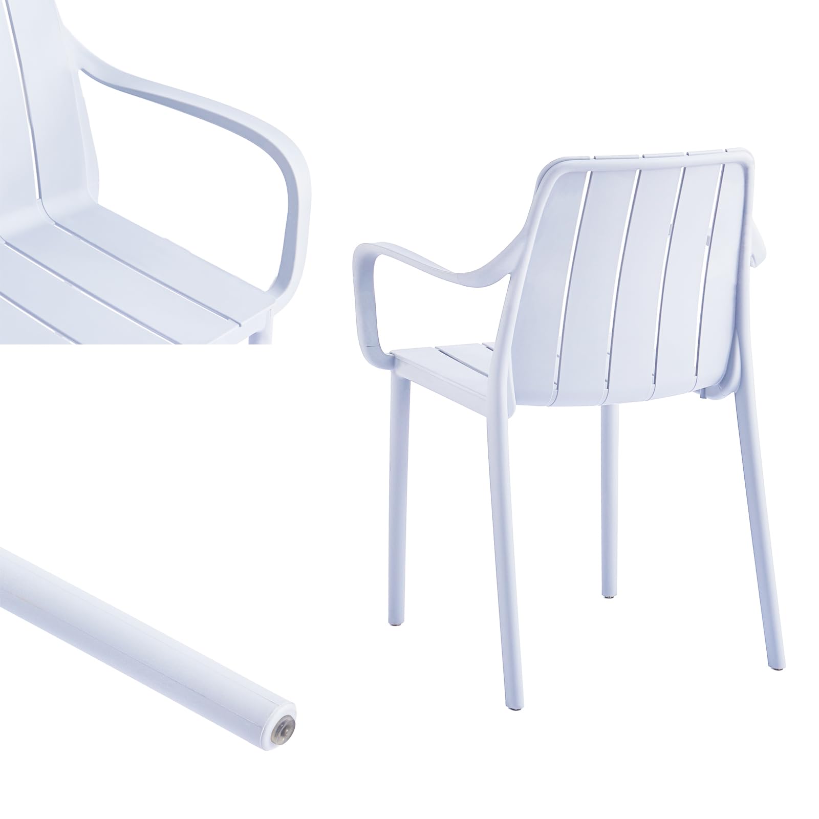 Gartenstühle 8er Set stapelbar - Hochwertige Outdoor-Stühle in Weiß, wetterfest, UV-beständig, bis 200 kg – für Balkon, Terrasse & Esszimmer