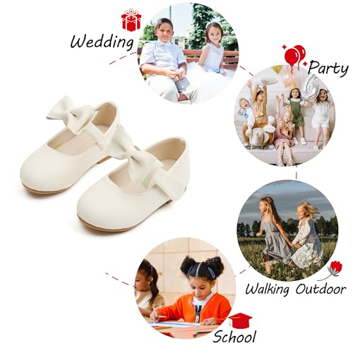 Image of PHIRAMIN Toddler Flower Girl Dress Shoes - Little Girl Mary Janes Flats Wedding