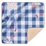 Alfombra de juego grande antideslizante con patrón de cometas de zafiro, para interiores y exteriores, portátil, acolchada, para bebés, niños pequeños, 50 x 50 pulgadas