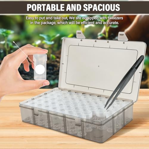 Image of 60 Slots Seed Storage Organizer with Label Stickers and Tweezers, Seed Organizer Storage Box, Portable Bead Storage, Seed Container Storage Use for Flower Seeds, Vegetable Seeds