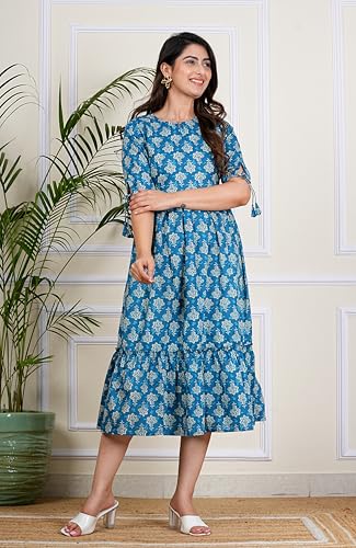 Image of Kuruti B Sheets Women's Cotton Floral Printed Regular Fit Anarkali Kurta for Women